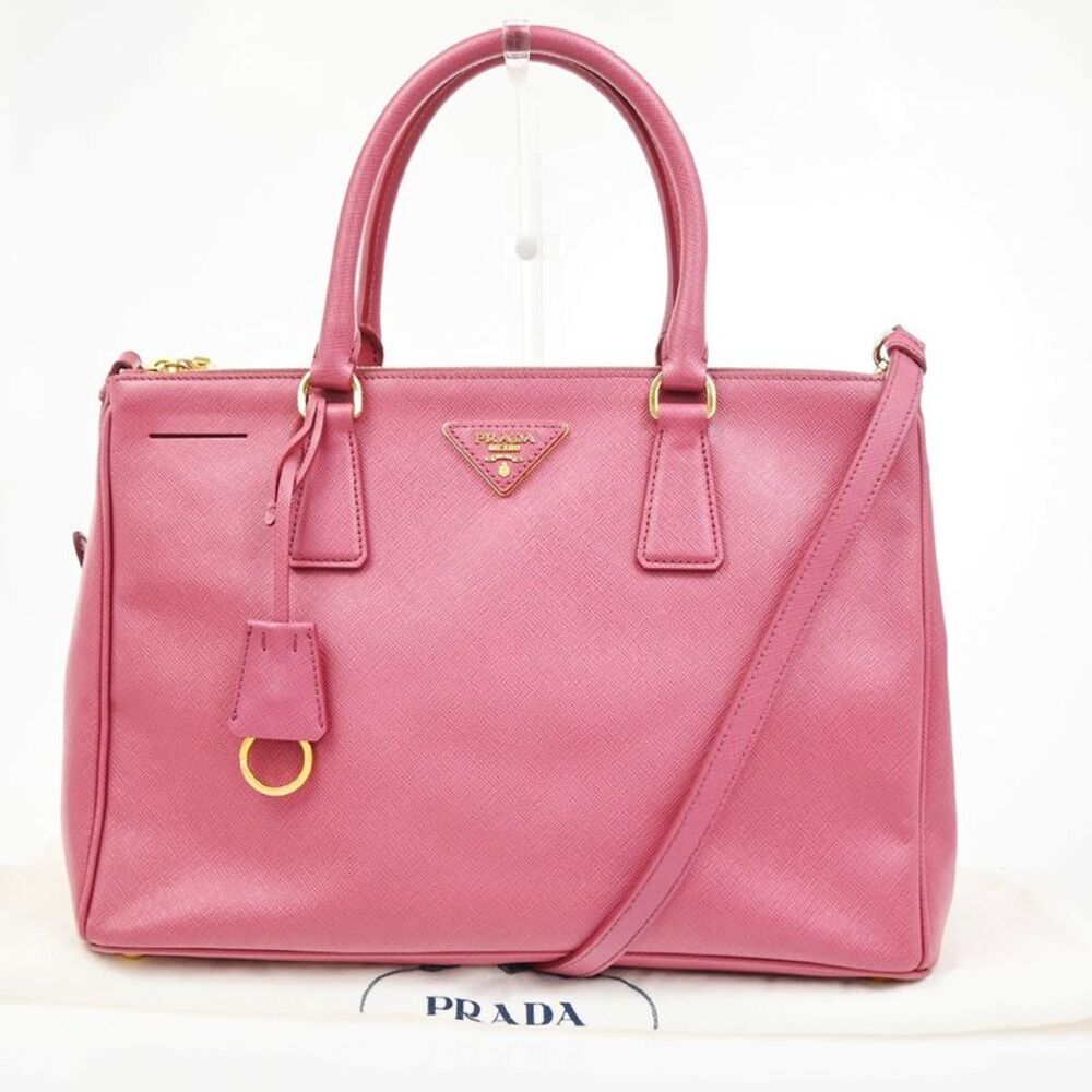 Prada Double Zip Lux Convertible Tote Saffiano Leather Pink Leather Tote Bag Bag